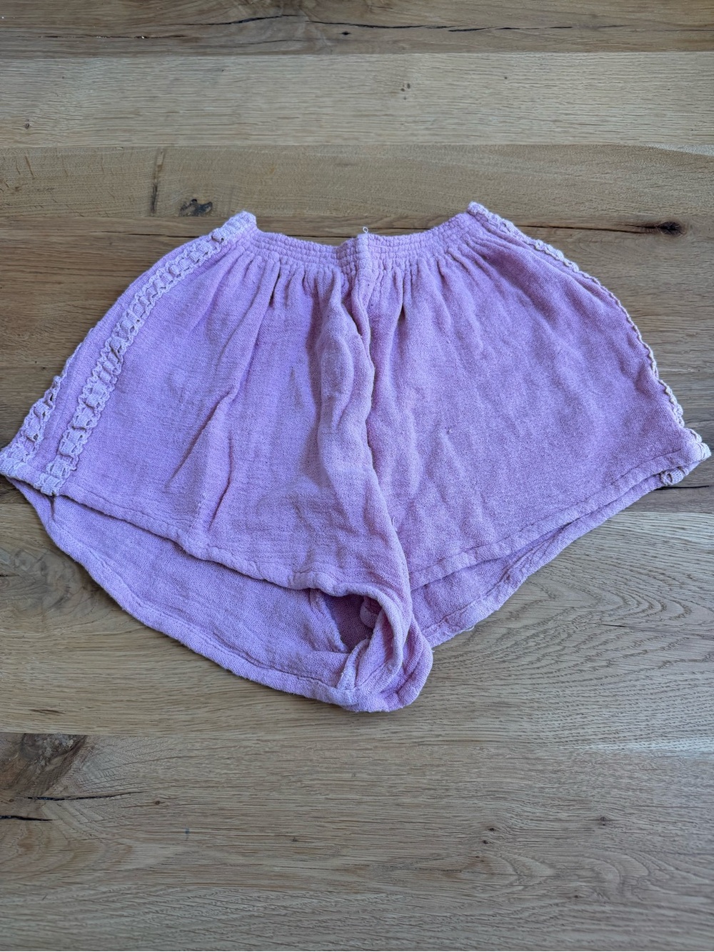 Jen's Pirate Booty Lavender Gauze Lounge Shorts with Crochet Trim